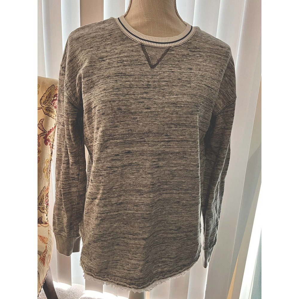 Splendid Sweater, Marled Gray, Frayed Hem, Pullover - size Medium
